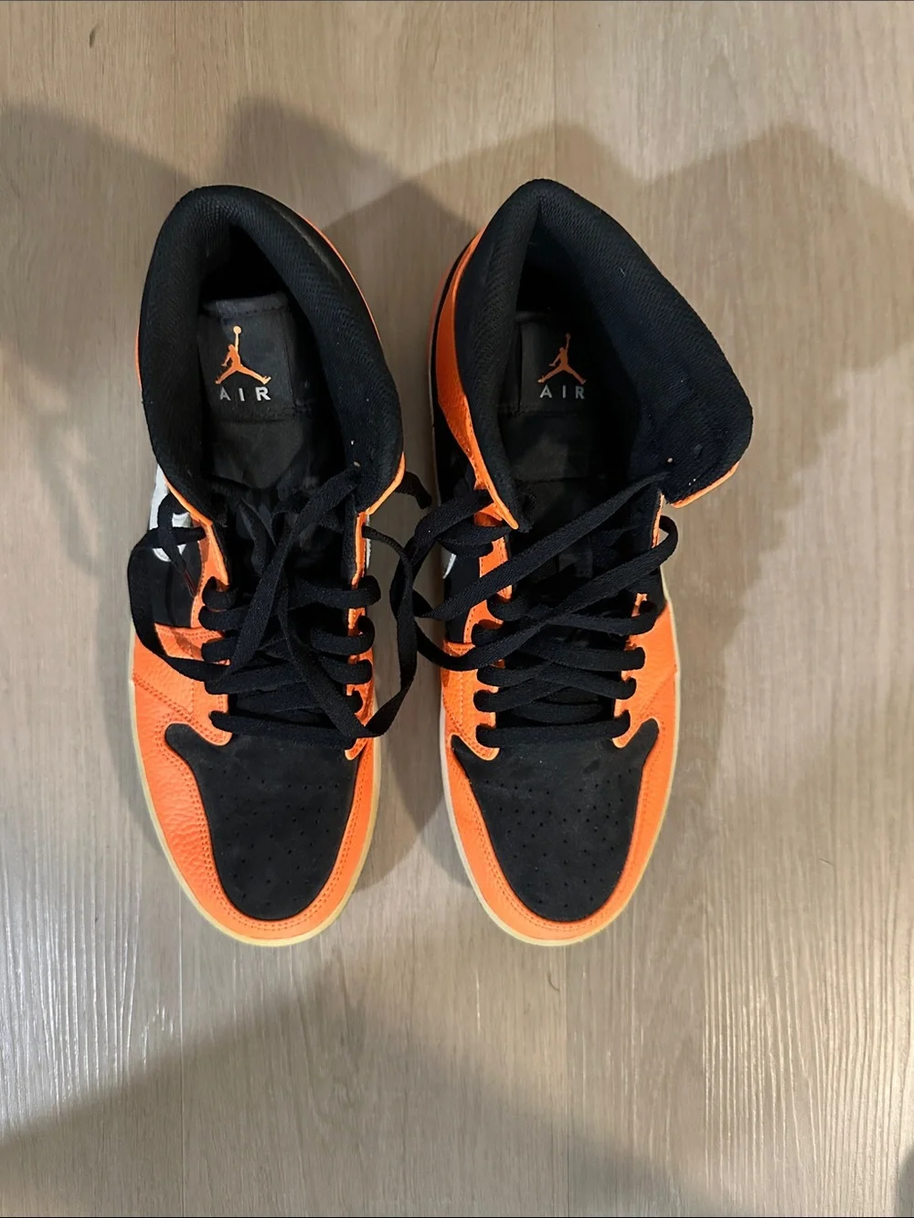 Nike Air Jordan 1 Mid Orange & Black with White Swoosh